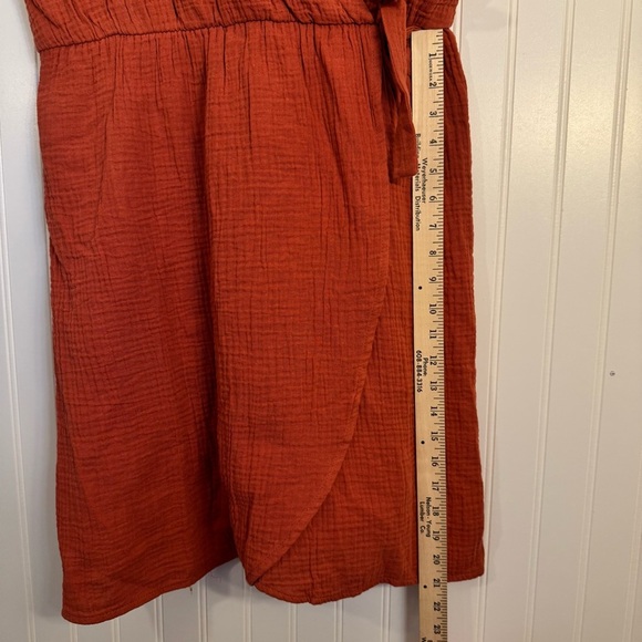 Maurice’s Textured Gauze V Neck Tulip Hem Wrap Mini Dress 100% Cotton Size XL - Picture 12 of 13